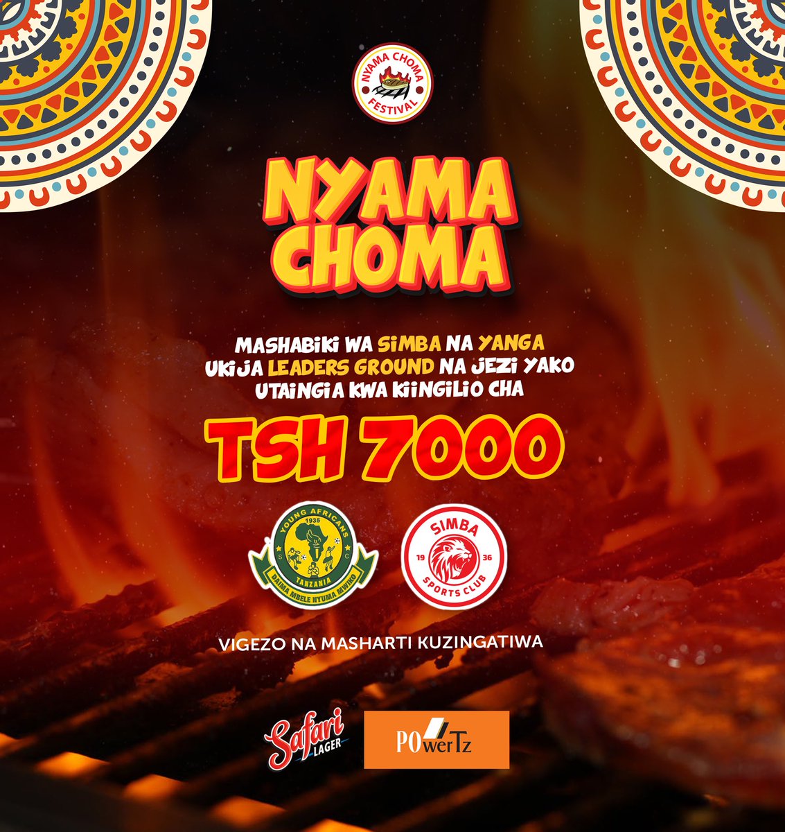 NyamaChomaFest's tweet photo. Ukija na jezi yako ya Simba au Yanga kiingilio ni Tsh 7,000/= tu na utaenjoy mechi yote live๐ฅ๐ฅ๐ฅ
Leaders grounds pale. Usikose!!!
#NyamaChomaFestival #NyamaChomaFestival2021 #Meatarians #simba #Yanga https://t.co/7ERGSVlTUL