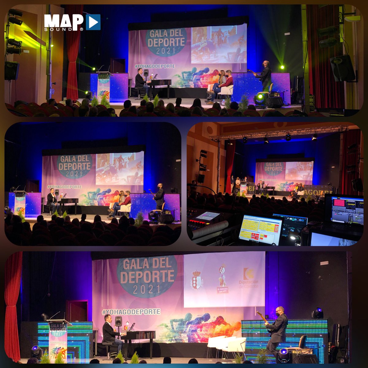 Mapsound's tweet image. Os dejamos algunas imágenes de la Gala del Deporte Villafranqueño, donde se reconoció a deportista, clubes y asociaciones durante este año.

Gala conducida por el gran @albertodepazpiano y donde nos encargamos del sonido,iluminación, audiovisuales y la producción de la misma