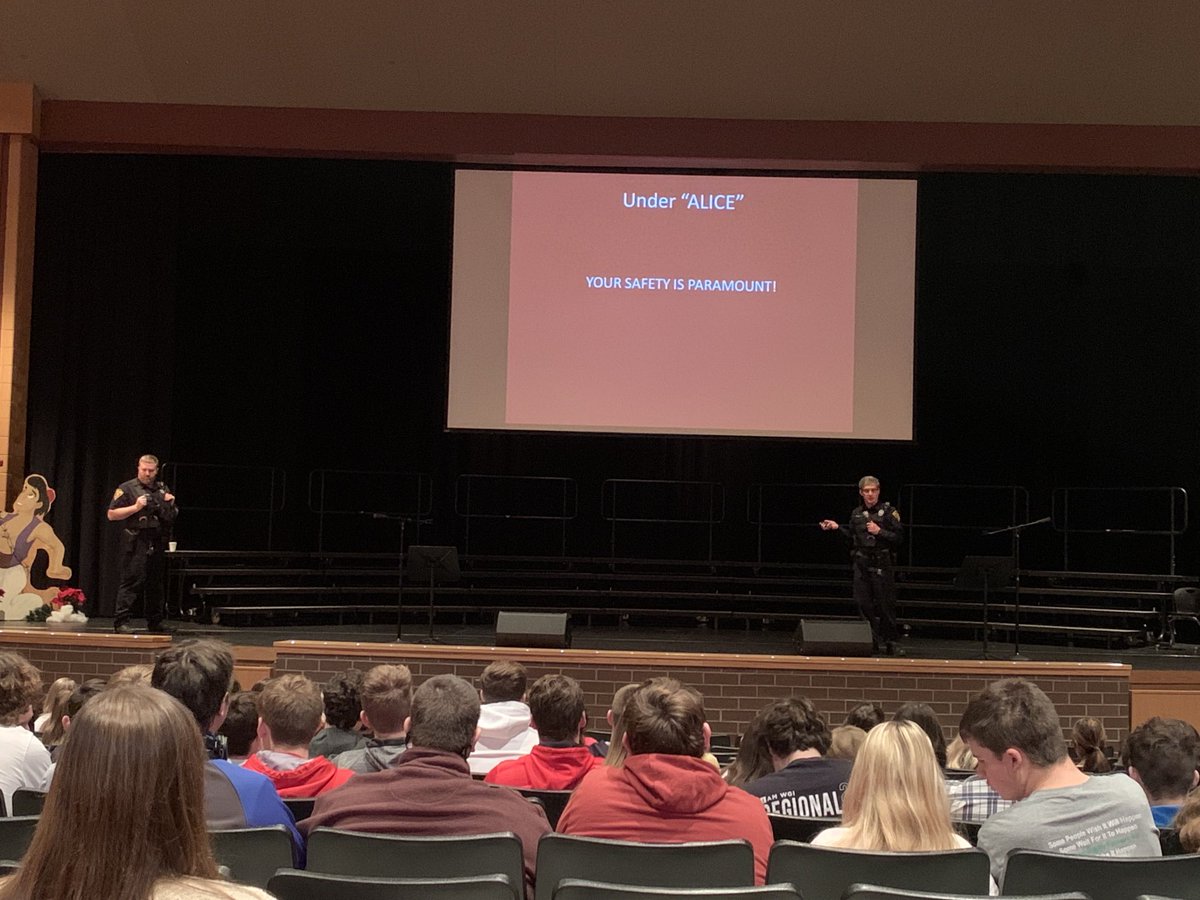 I want to thank Officer Eisert and Clark for the ALICE training they provided for our students this week.  I hope and pray we never have to use it but it is also important that we are prepared.