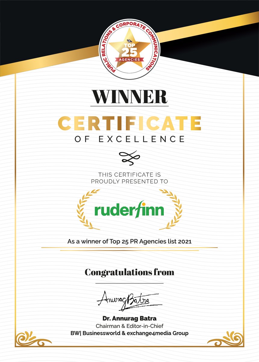 e4mevents's tweet photo. Our heartiest congratulations to @RuderFinnIndia   for being a part of E4m's Top 25 PR Agencies list 2021.
@karanbhatias @anuragbatrayo @nawalahuja
#e4mprtop25agencies https://t.co/lHYHT5Wrem