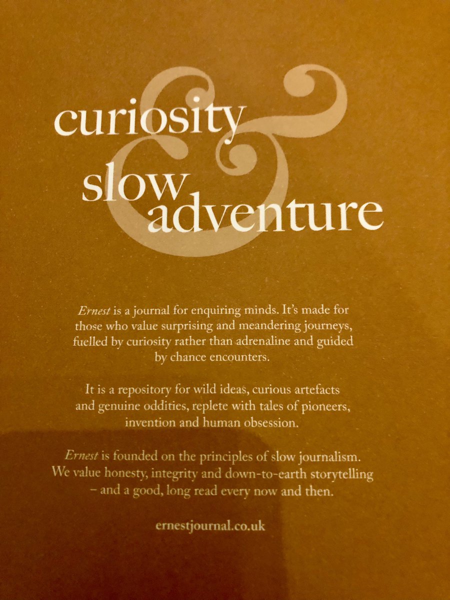 Looking forward to curling up with <a href="/ErnestJournal/">Ernest Journal</a> edition 11 this weekend.

‘founded on the principles of slow journalism. We value honesty, integrity and down to Earth storytelling’

More of that please…..