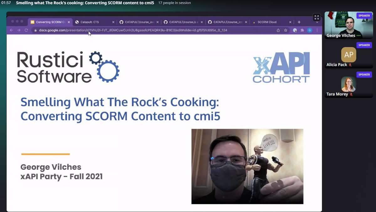 DuncanWIV's tweet image. @rusticisoftware&apos;s George Vilches kicking off the @tlearning #xAPIParty discussing the conversion of SCORM to #cmi5