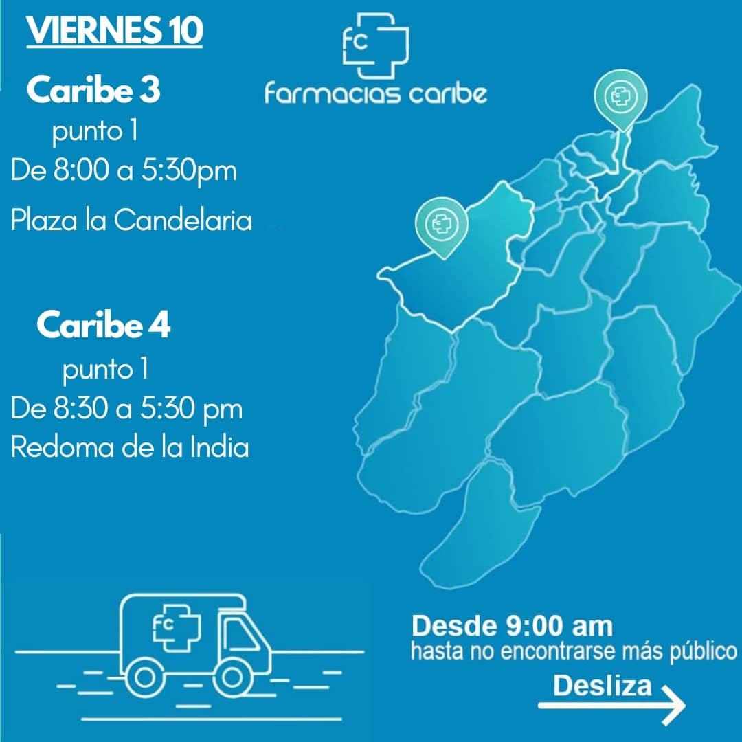 fcaribemovil's tweet photo. Operativo Viernes 10

Acércate al punto más cercano de tu residencia y adquiere los medicamentos que necesitas.

Te esperamos

Corre la voz https://t.co/KbgfLODX8J