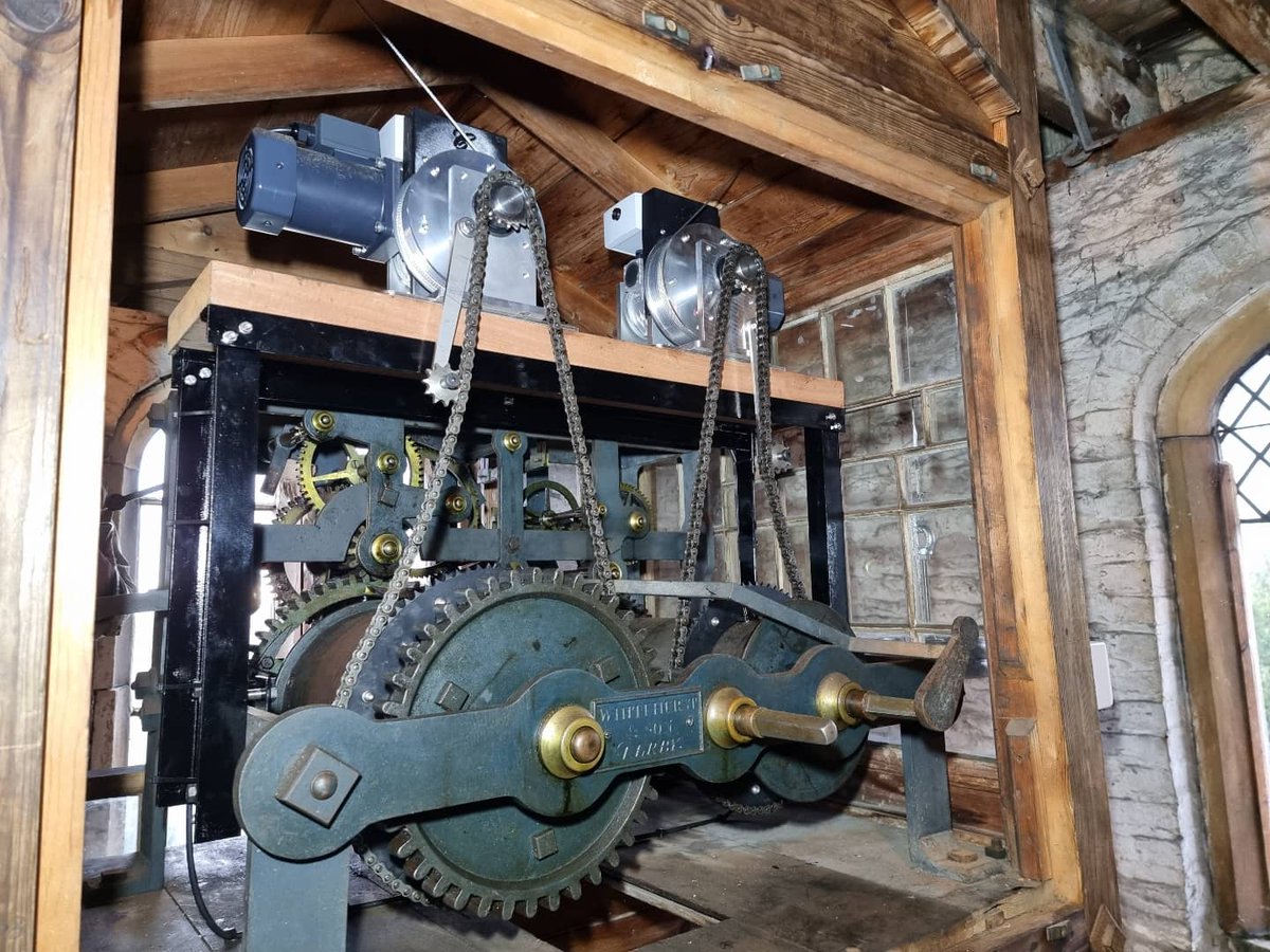 TimeAssured's tweet image. This week our clockmakers have been busy installing automatic winding units in Newark and installing a variable speed motor to drive a Carillon at Southwell Minster.