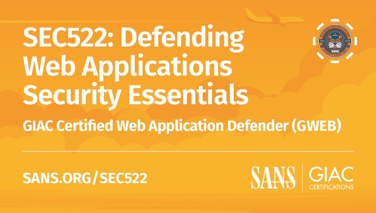 SANSCloudSec's tweet photo. SEC522 helps students better understand web application vulnerabilities, enabling them to properly defend their organization's web assets. Try the course demo to get a feel for what the course is like: https://t.co/diIirDqaEb
Learn more about #SEC522: https://t.co/fAldXsFZGz https://t.co/ntsix4BaO7