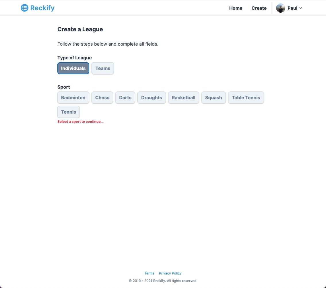 sabresports's tweet image. New more intuitive way of creating leagues at reckify.com. Can now select the type of league, the sport and the units of the match scores which nicely relate to the sport selected.