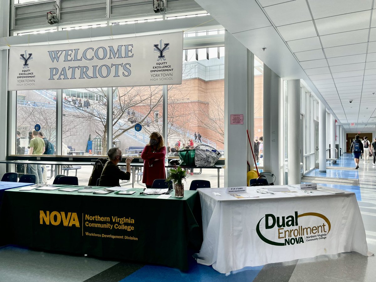 At home of the patriots …come visit us in the atrium to learn more about NOVA services- Early Online College-Dual Enrollment-Workforce Advance Program @yhscounseling <a href="/APS_SecondaryEd/">APS Secondary Ed</a>