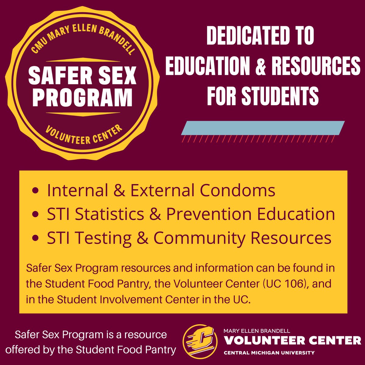 Safer Sex Program is a resource offered by the Student Food Pantry and we're here to help in any way that you need.