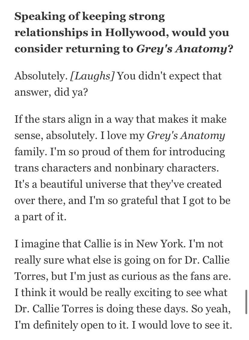 SARA OPEN TO COMING BACK TO GREYS /?/?:?:?:?::
