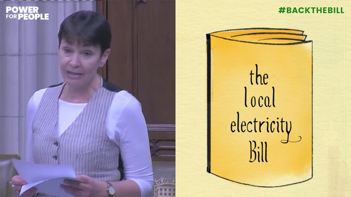 Power4PeopleUK's tweet photo. “That is why the Local Electricity Bill, of which I am also a proud co-sponsor, is so important, and why it seeks to remedy successive policy failings, by giving people the right to local electricity generation” Thank you @CarolineLucas for championing our cause in Parliament https://t.co/aTB566hSBR