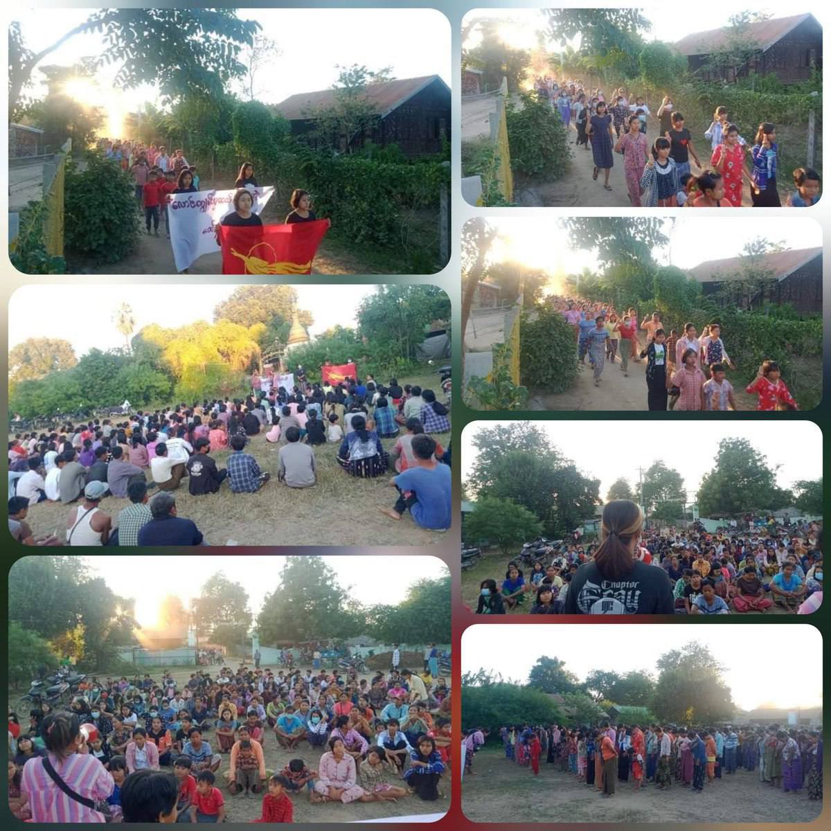 AdorablyGloria's tweet photo. After the #SilentStrike was successfully held, the huge amount of protesters a village of Yinmarpin tsp staged regular evening strike against military dictatorship.  #SilentStrike #OurCityOurRules #WhatsHappeningInMyanmar #Dec10Coup https://t.co/jmiNq0ayrf