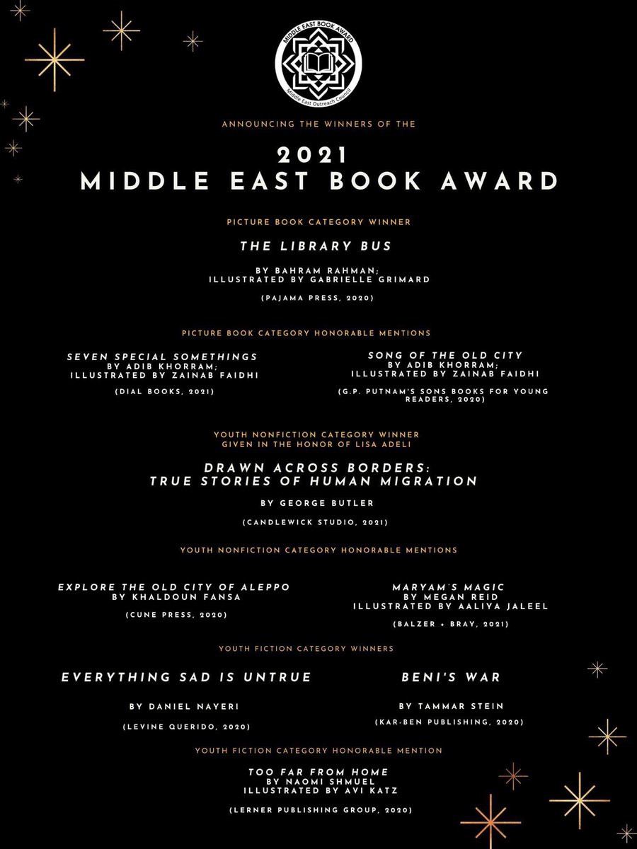 DanielNayeri's tweet photo. It's FRIDAY TWEETS time. A full week. I spoke w/NJ librarians re: the future of the internet, and EVERYTHING SAD won the Middle East Book Award. https://t.co/PFvYTqEmM6 This one felt like the "family award, by which I mean the hardest audience to win over. Thank you, @MEOCouncil! https://t.co/4XIXqxznDQ
