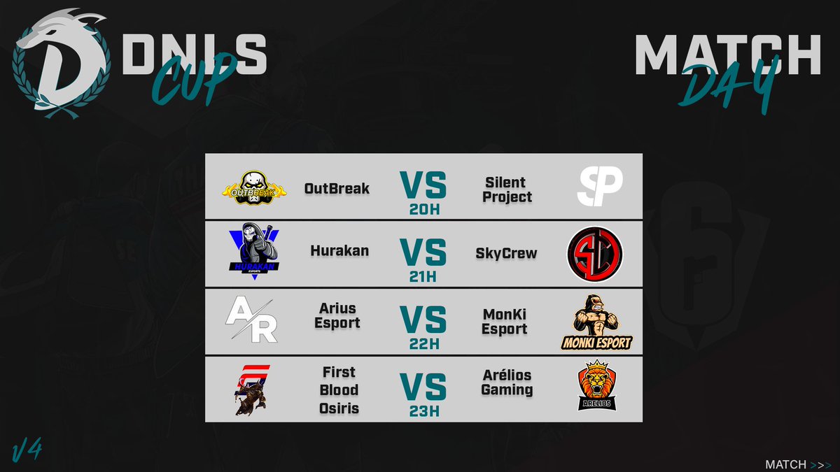 DenialsEsport's tweet photo. 🏆DNLS CUP V.4🏆

🗓 Day 3

Group A - Cast by @ShukakuR6 :

⬇️ 8:00pm
@SiIentEsports 🆚️ @OUTBREAK_OFF

⬇️ 9:00pm
Match annulé

Group C - Cast by @ShukakuR6 :

⬇️ 10:00pm
#Hurakan 🆚️ @SkyCrew__

⬇️ 11:00pm :
@AreliosG 🆚️ @FirstBloodOFF https://t.co/3S4nyYQU0s