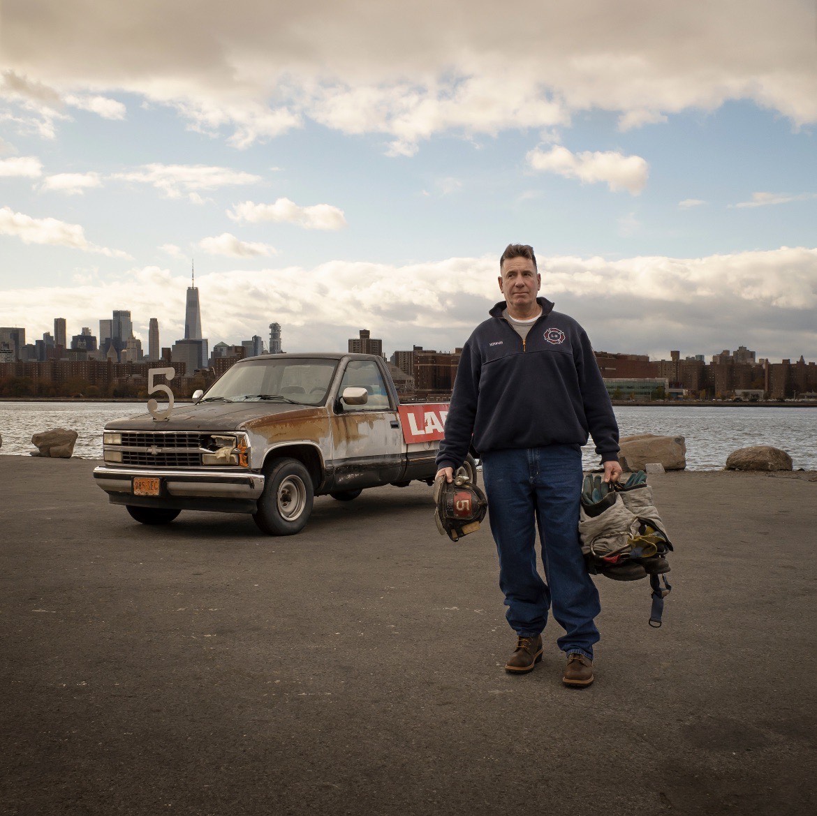chevrolet's tweet photo. On 9/11, firefighter Craig Monahan jumped in his #Silverado and rushed to Ground Zero to help with rescue efforts. When he returned to his truck, now beat up, it started. Join us in saluting the Ladder 5 fire department during the @ArmyNavyGame tomorrow at 3pm ET on CBS. https://t.co/XMOEPaJGG3