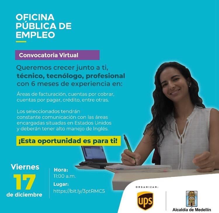 Oportunidad de empleo en Medellin, Colombia