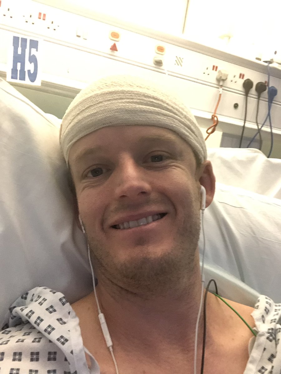 StewClegg's tweet photo. At this time exactly a year ago, the wonderful @AhilanKVasan, stapled me back up after 7hrs of brain surgery. I’ll forever be grateful to him, his team @KingsCollegeLon and @NHSEnglandLDN for what they did for me. If only they could see how far I’ve come. #stroke #AVM #recovery https://t.co/zcrLBSisWg