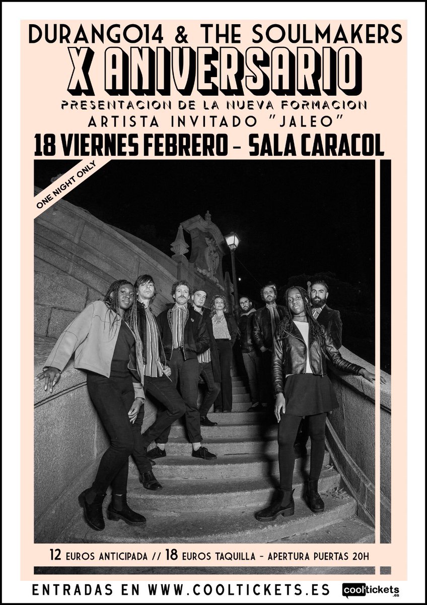 Hemos vuelto y por todo lo alto!
Fiesta aniversario con ampliación de banda incluida 
Será el 18 de febrero <a href="/salacaracol/">Sala Caracol</a>  junto a los compañeros de #jaleo 
Va a ser una auténtica fiesta de música