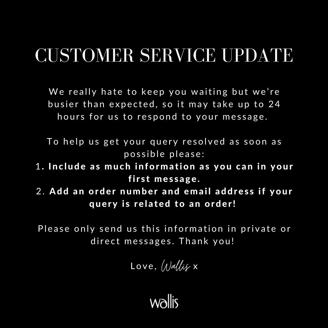 We really hate to keep you waiting but we’re busier than expected. Please see below for further information ✨💖