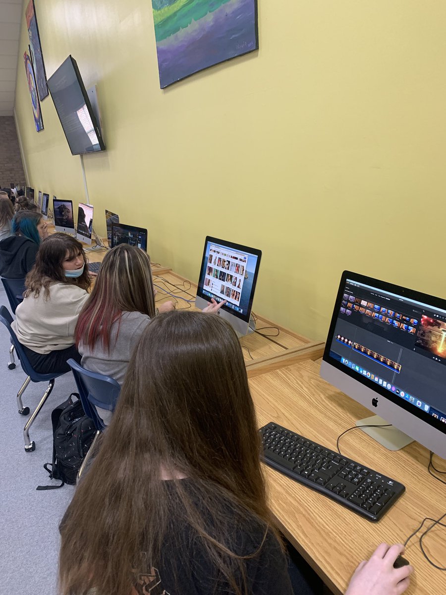 Booksaredivine's tweet photo. 8th grade students learning to use iMovie to create original book trailers of their choice reading! @Booksaredivine @lms_knights @BurkeCoSchools https://t.co/GY9waEI9DK