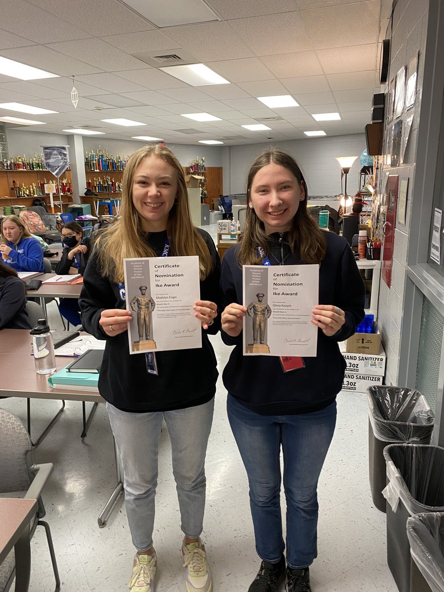 kapauncrusaders's tweet photo. Students in AP US History created short videos of various topics related to WWII. Students nominated their top choices to receive an Ike (Eisenhower) award. Mr. Hiebert and Mr. Burr were nominated for best supporting actors, but they should keep their day jobs!  Go Crusaders! https://t.co/WF5NVFuekn