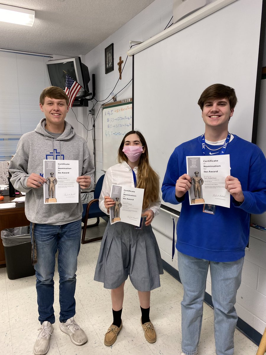 kapauncrusaders's tweet photo. Students in AP US History created short videos of various topics related to WWII. Students nominated their top choices to receive an Ike (Eisenhower) award. Mr. Hiebert and Mr. Burr were nominated for best supporting actors, but they should keep their day jobs!  Go Crusaders! https://t.co/WF5NVFuekn
