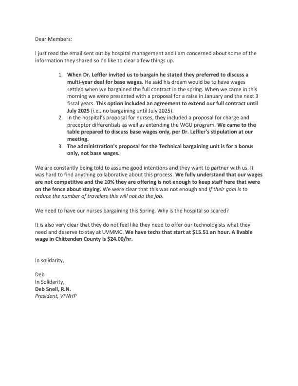 In order to save money for more travel staff, management asks to cancel contract negotiations until 2025 and continue industry-leading low wages for our healthcare staff.