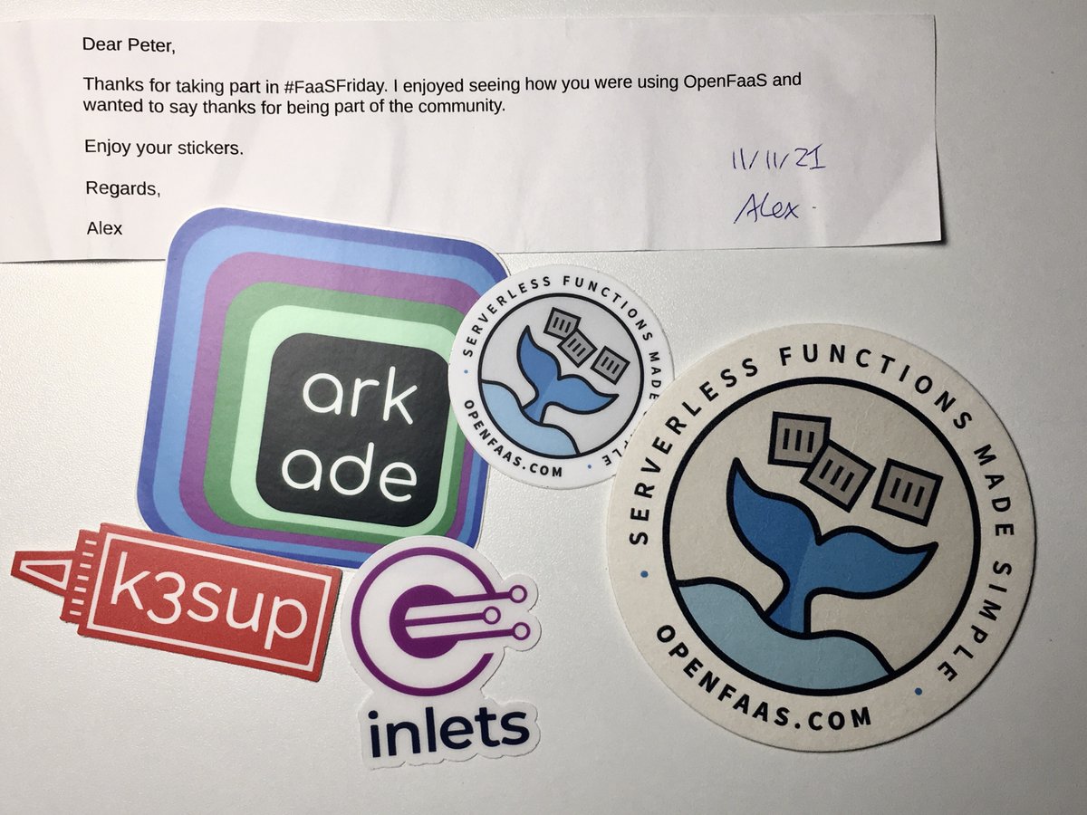 psolymos's tweet photo. Just received my #faasfriday swag from @openfaas , thank you @alexellisuk ! Treasure. https://t.co/NFsIIns1TM