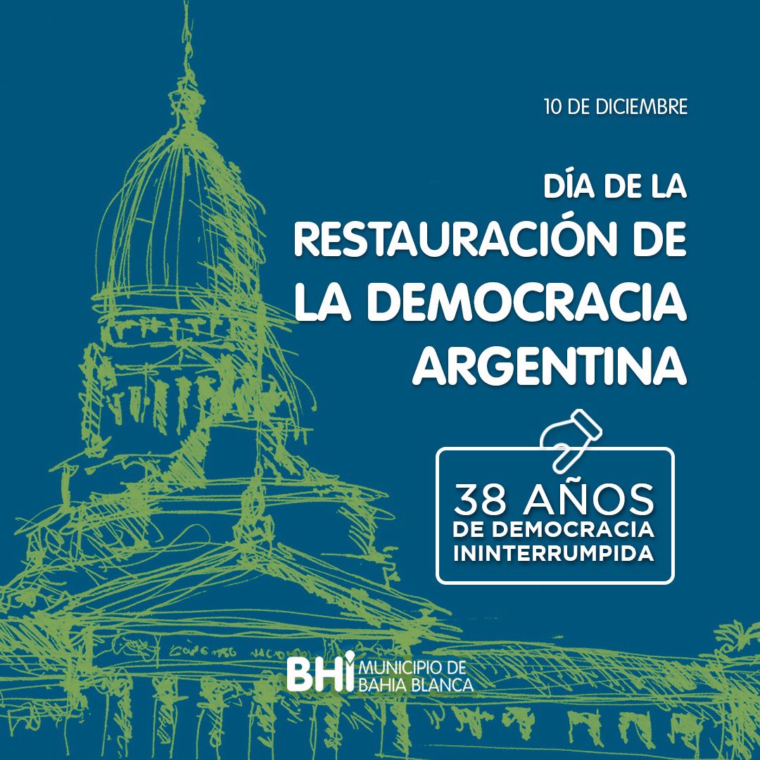 🇦🇷 Se cumplen 38 años de la vuelta a la democracia en Argentina. Una fecha que nos recuerda la importancia del diálogo, el respeto y la libertad. La democracia es de todos y debemos trabajar día a día para consolidarla. 

#DíaDeLaDemocracia