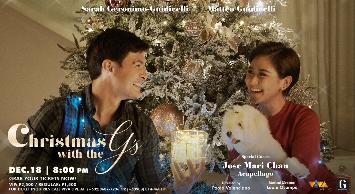 ABSCBNC0RP's tweet photo. Feel the love this Christmas season with Sarah Geronimo-Guidicelli and Matteo Guidicelli's CHRISTMAS WITH THE G's!
Streaming exclusively on VIVAMAX PLUS and https://t.co/KTEuERKGJ1 on December 18, 2021 at 8PM (PHT).
GET YOUR TICKETS NOW!
#CelebrateCh… https://t.co/x2C1PcRAsO