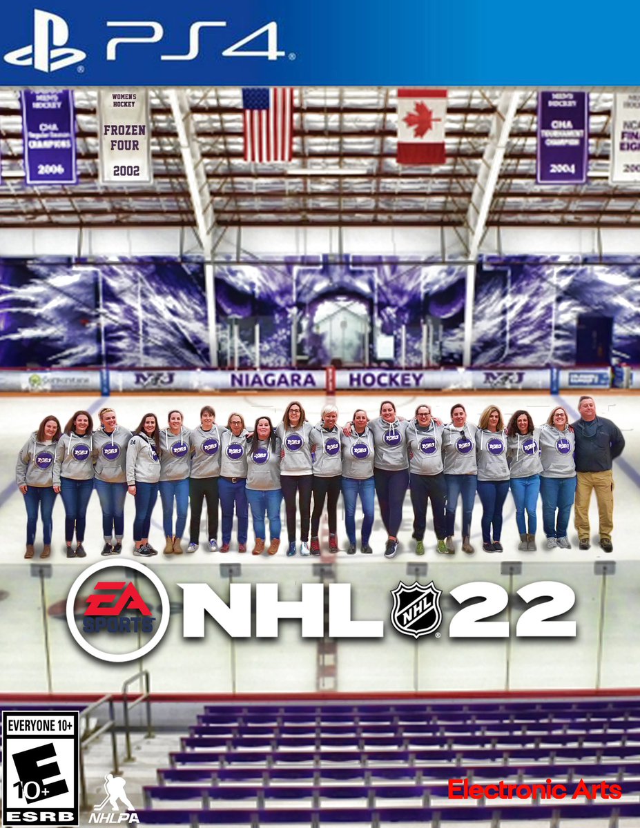 NiagaraWBB's tweet photo. Hey @easportsnhl we love that you are adding women’s teams to NHL 22, and know a team that would be great to add!! 

Our 2002 Frozen Four HOF team! We even have a cover for you here: 
 💜🦅 #PurpleEagles https://t.co/Q0CbO7zao6