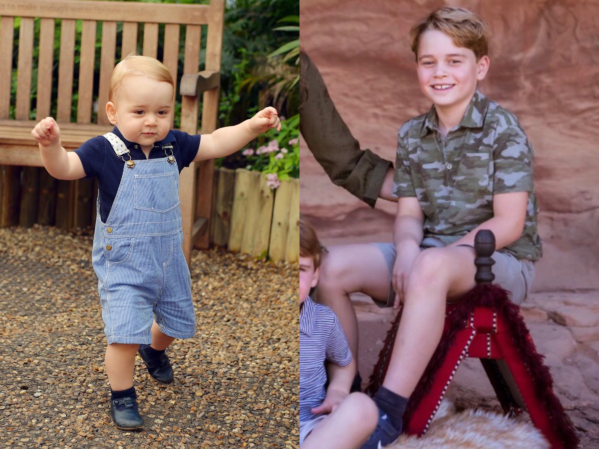 lovefamilywales's tweet photo. The Cambridge kids on their first birthday pictures (2014, 2016 and 2019) and on the picture released earlier today! Where did the time go? 😱😱 it’s really good to see them growing up right before our eyes ❤️❤️❤️❤️ https://t.co/dlljHOzFXT