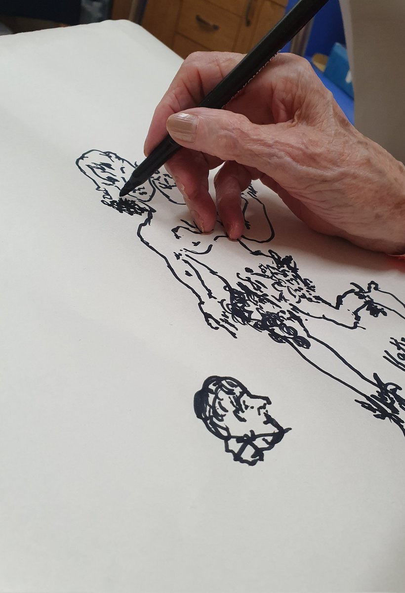 When reminiscing you find out 'Art' was their favourite subject back when they were at school - so you both have a drawing session ❣ isn't this patient's drawing just AMAZING! #engagement #activities