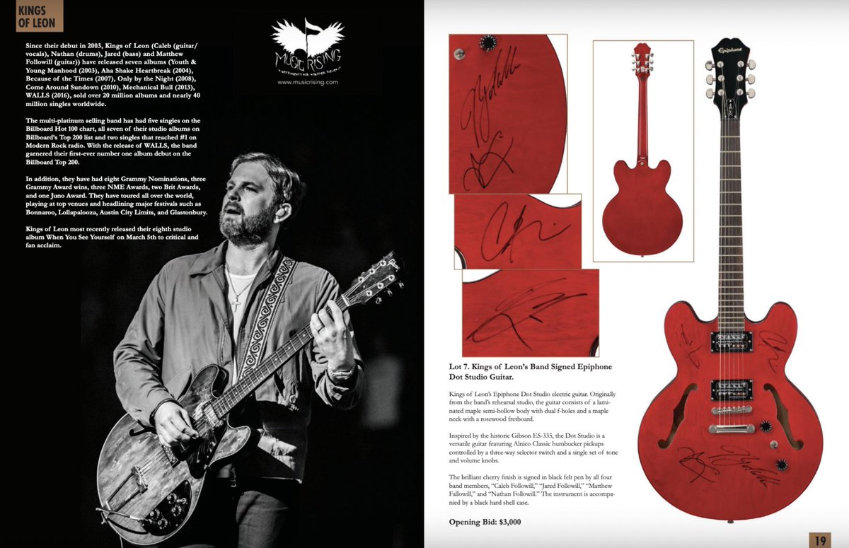 KingsOfLeon's tweet photo. Join Kings of Leon in supporting Music Rising’s auction tomorrow to help the musicians and crew who are still struggling to stay afloat post-pandemic. To find out more visit https://t.co/o8cGNhd62K https://t.co/vGr9iZiZdd