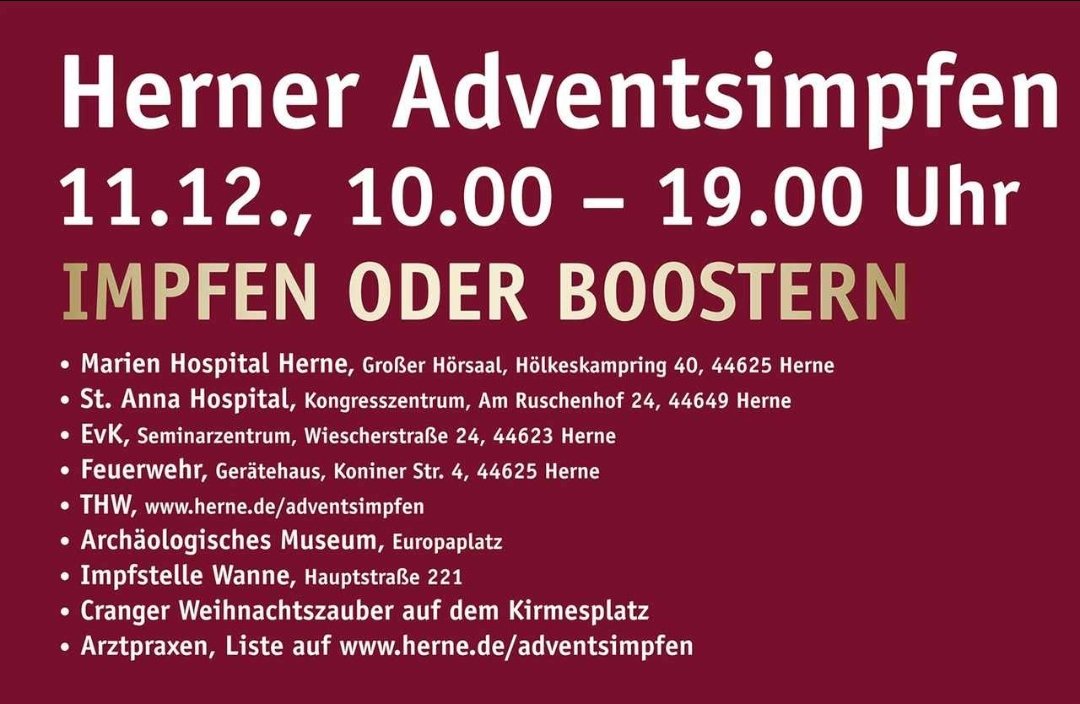 Wir sind dabei, beim Herner #Adventsimpfen zusammen mit <a href="/Stadt_Herne/">Stadt Herne</a> und Ärzten der <a href="/KVWL_/">Kassenärztliche Vereinigung Westfalen-Lippe (KVWL)</a> #ImpfenRettetLeben #drk #engagiertinherne