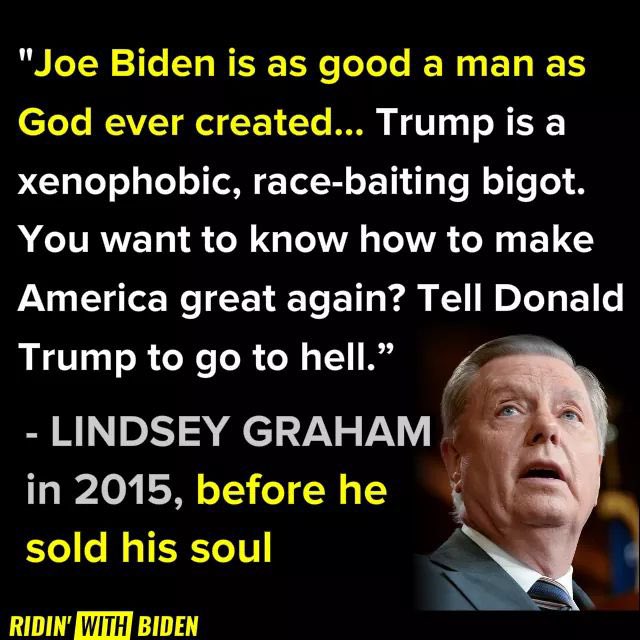 FactsATruth's tweet photo. Yes, Lindsey Graham is no different than Trump. He has made very conflicting statements based on, who is in power or who he is in bed-with.
He has no principles or ethics.
He cannot be trusted.
#VoteLindseyGrahamOut
#GOPDeathCult
#GOPLies https://t.co/ejorlVu858