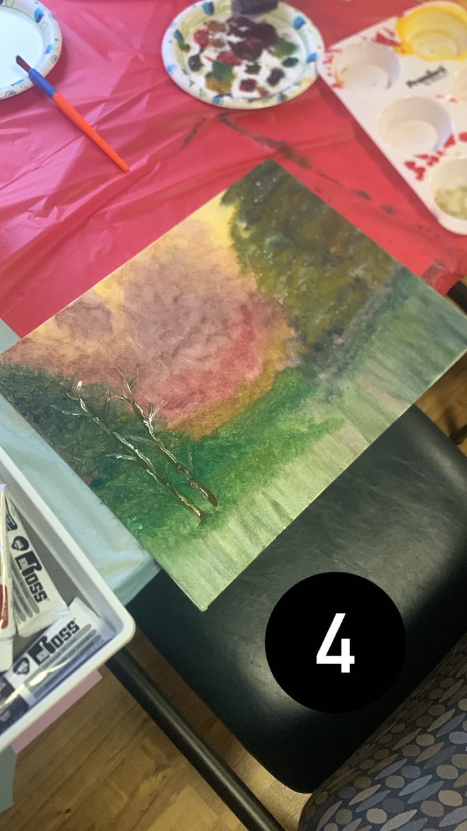 SenecaHallWVU's tweet photo. POST BOB ROSS PAINTING! Thank you again to @recovery_wvu and all who painted with us for making the last event of Stress Relief Week an exciting one! 🎨 https://t.co/aAPCASkAfk