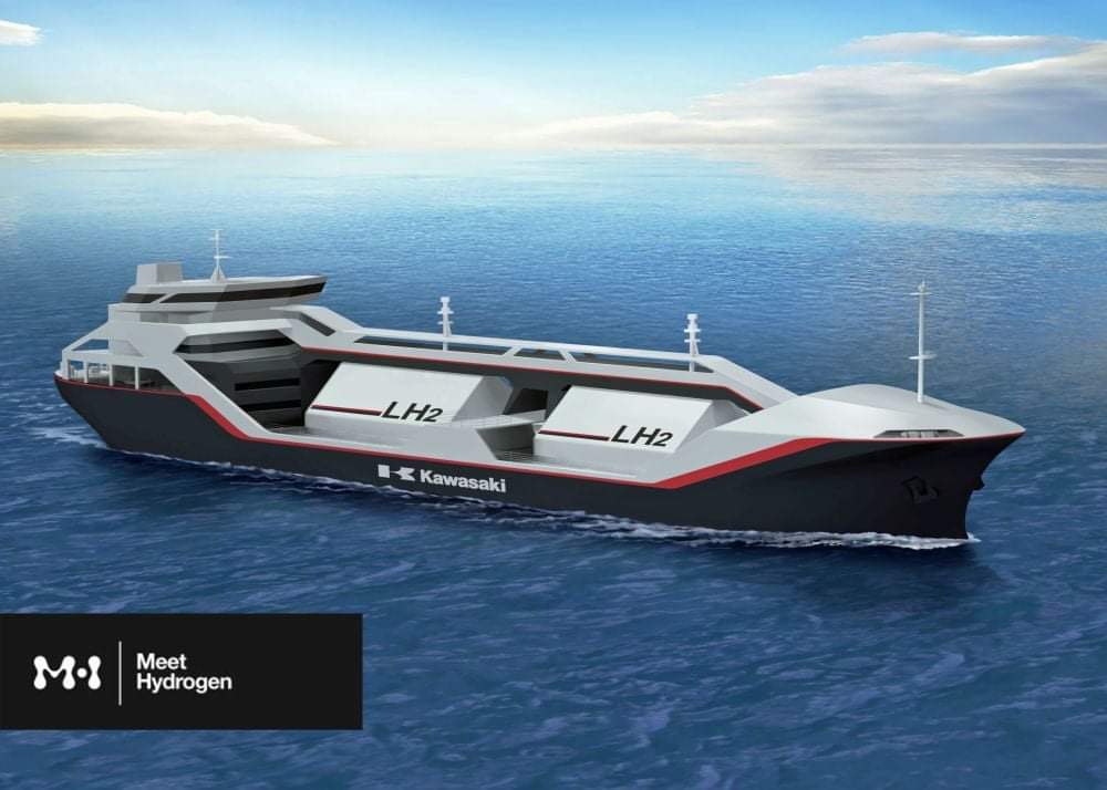 Kawasaki Heavy says their liquefied hydrogen carrier will leave Japan this month for Australia to pick up first cargo of hydrogen extracted from brown coal in Australia. The carrier is named Suiso Frontier one-way trip onboard from Japan to Australia takes 16 days. #meethydrogen