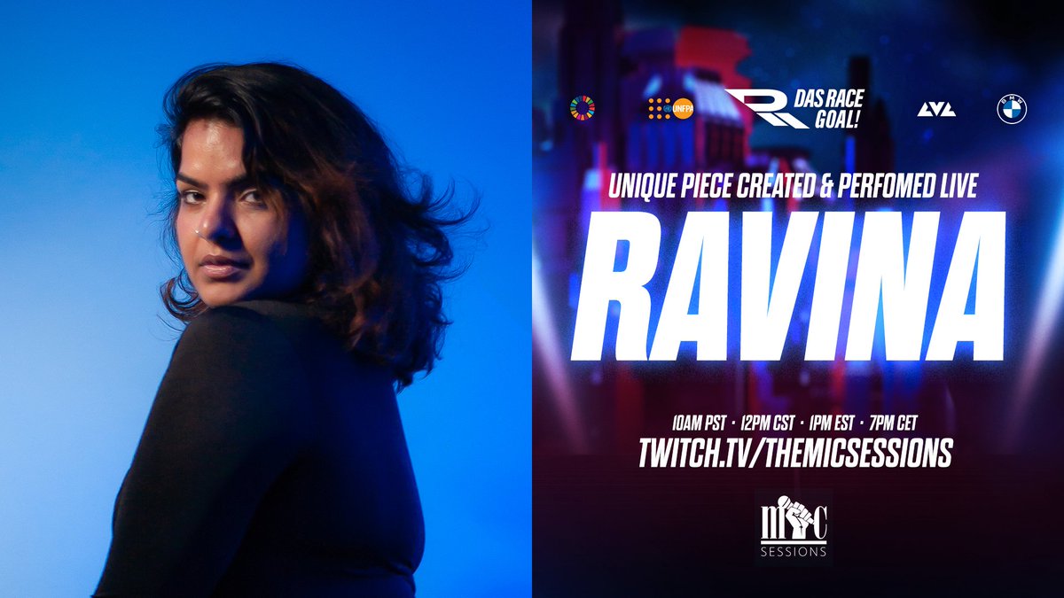 das_race's tweet photo. 🎤 SPECIAL LIVE PERFORMANCES🎤

Tune in to @themicsessions co-stream and enjoy some live music and poetry!

Featuring @fanahues @theartisthope and Ravina!

#dasracegoal #StandUp4HumanRights #bmwesports #lvlglobal https://t.co/BFP8RU8RuE