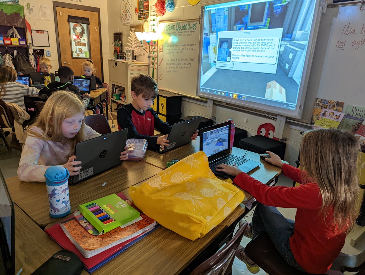 LevelUpTechLab's tweet photo. What better way to celebrate the end of #csedweek2021 and Ada Lovelace's birthday than coding to save the future using @PlayCraftLearn #Timecraft ?! #MIEExpert @CherokeeSchools https://t.co/7YGzXAfRjy