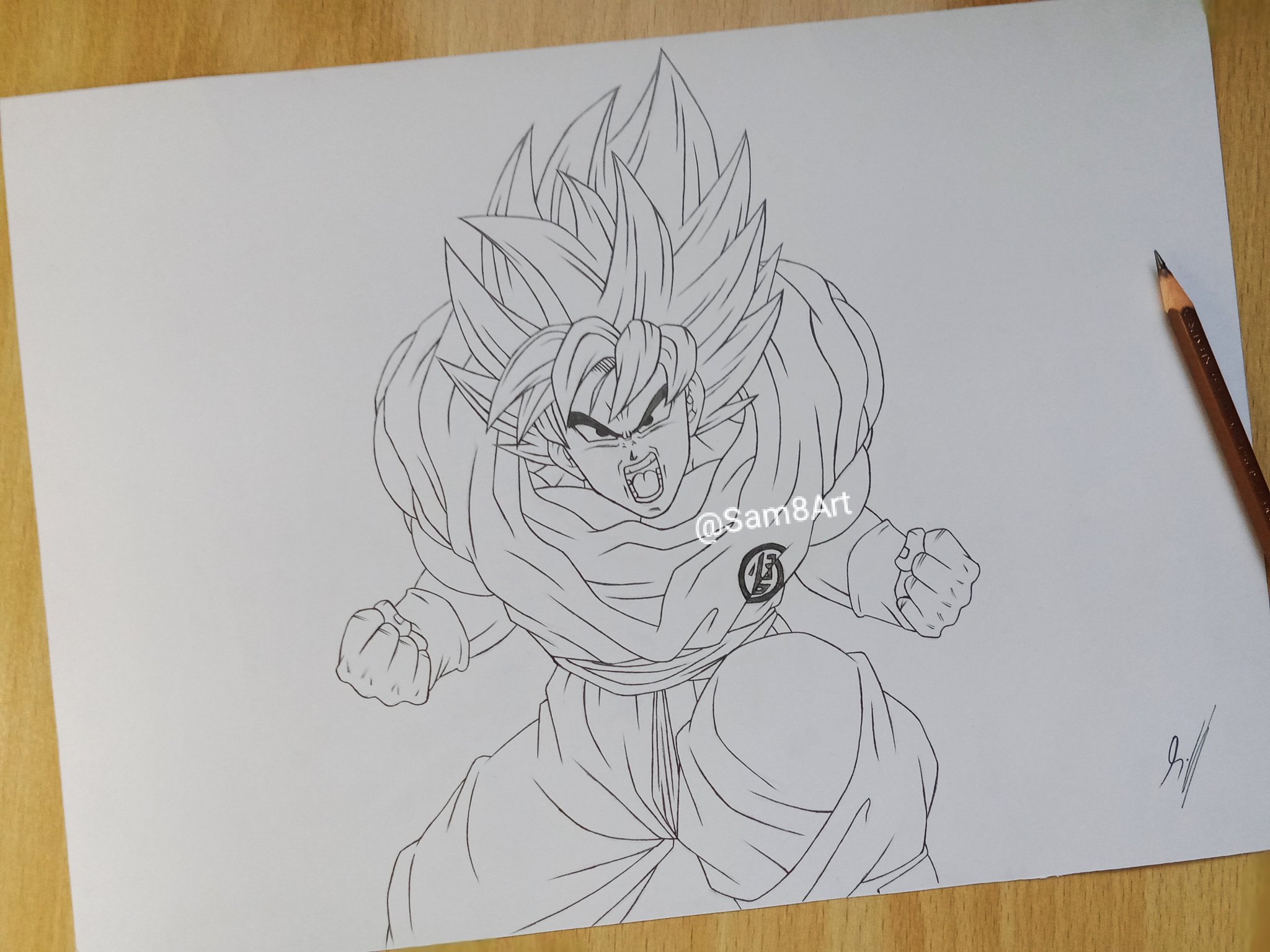 Drawing Goku Super Saiyan Blue Kaioken Times 10 