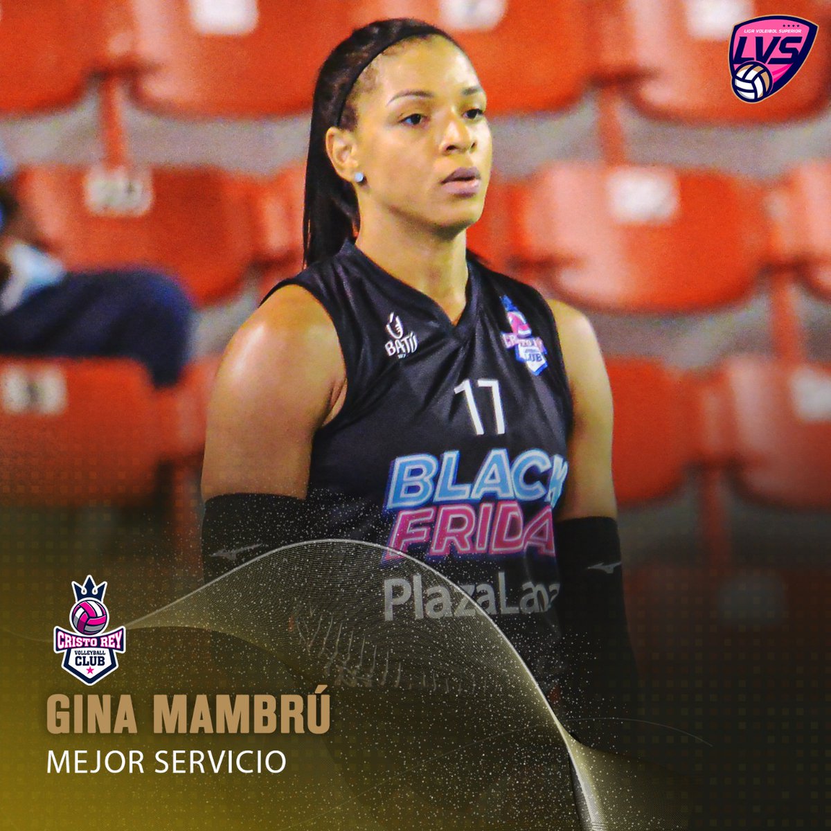 Gina <a href="/MAMBRU17/">GINA MAMBRU OLY</a>, de #CristoReyVC, ha tenido el MEJOR SERVICIO del torneo 2021 de la Liga de Voleibol Superior (LVS). ¡Felicidades Gina! #LVS2021 #VolvioLaLiga #VoleibolDominicano #LVSFemenino #PremiosLVS