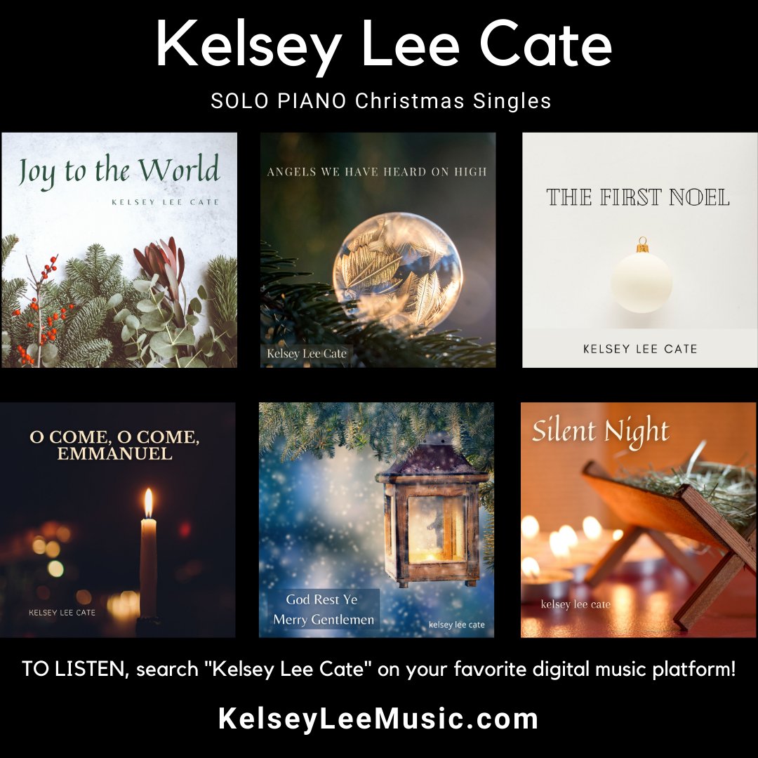 kelseyleemusic's tweet photo. Have you heard Kelsey's newest six #Christmassongs yet? They are #solopiano versions of favorite holiday classics. Also, check out her new #spotifyplaylist to set #cozychristmasvibes! Links: https://t.co/MWikPWPK70 https://t.co/gW9Z0sU3WU