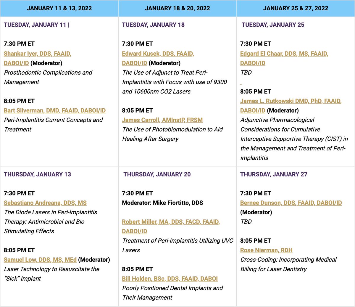 ALDTeam's tweet photo. Have you seen the schedule for The ALD-AAID Joint Symposium - Targeting: Peri-Implantitis? The speaker lineup includes experts in the areas of peri-implantitis, photobiomodulation, laser dentistry and more.

Register here https://t.co/1bQOxTwKi9
#periimplantitis #laserdentistry https://t.co/uRKNBeTswr