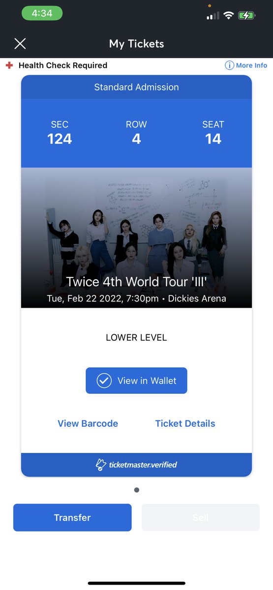 PJMlNLUV's tweet photo. omg can’t believe my friend got 2 tickets just in time they all sold out 😭#TWICE_4TH_WORLD_TOUR https://t.co/DUOcelAdiO