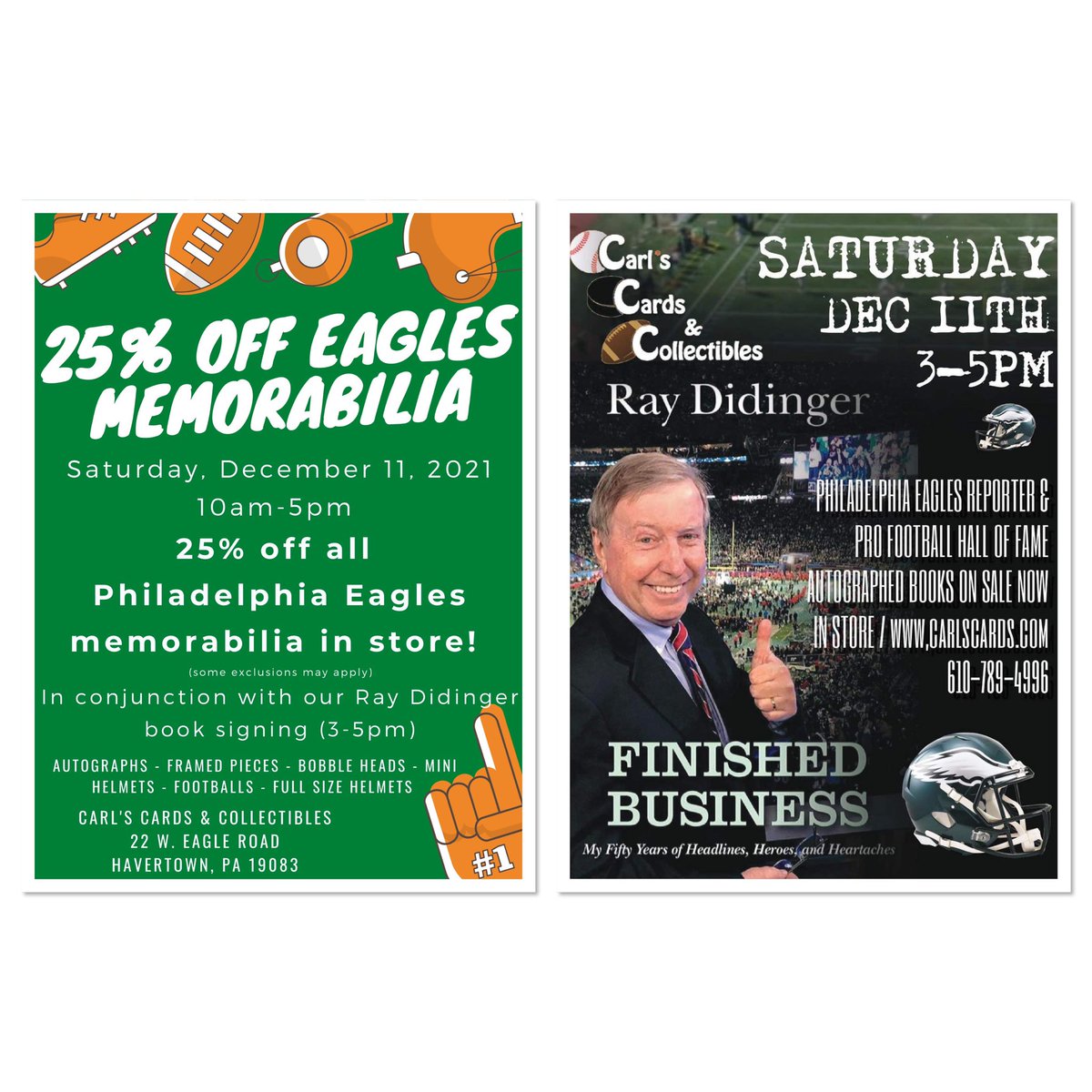 carlscards's tweet photo. Tomorrow is gonna be a blast! 🦅🏈
#eagles #philadelphiaeagles #sale #holidayseason #holidayshopping https://t.co/RgACE1f4gM