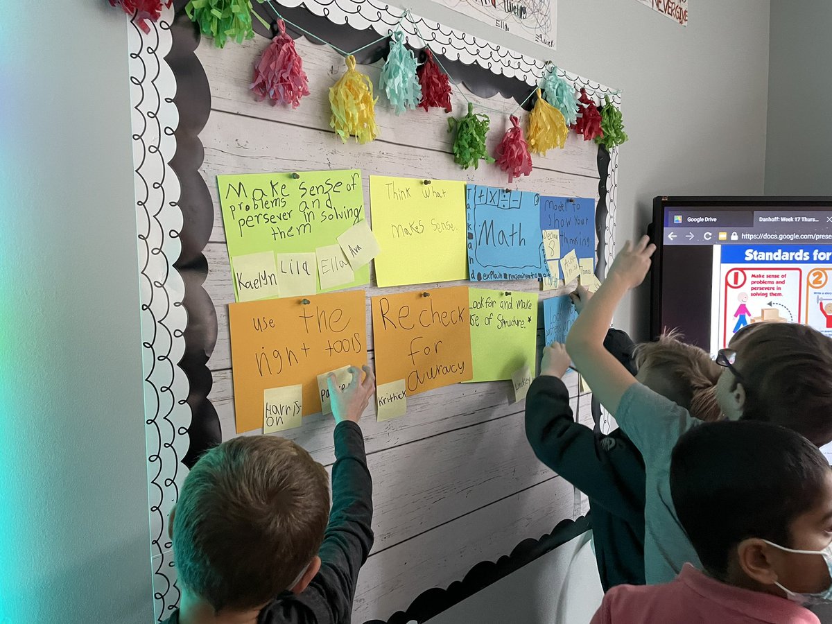 LindseyDanhoff's tweet photo. What do critical thinking, creative, collaborative, and communicative mathematicians do? The Golden Thinker said….they understand the problem, preserve, show their thinking with models and tools, share their thinking, and look for patterns! They then chose math goals! @adeDCSD https://t.co/pOAXHYwXx3