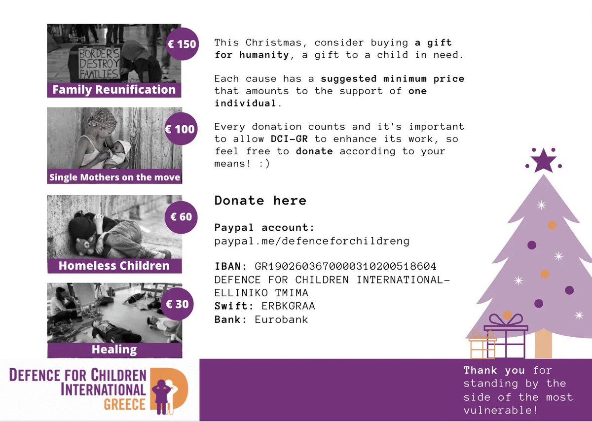 AdinaDudau's tweet photo. If you were looking for a cause to contribute to this Christmas, consider Defence for Children International, an organisation very close to my heart. They provide legal advice, support and direct services to displaced children and families @for_greek #HumanRightsDay https://t.co/mgPCYHgA3x