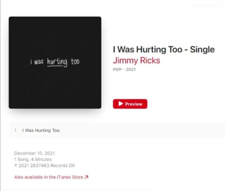 br_ent_official's tweet photo. [DIGITAL SINGLE] 

i was hurting too by Jimmy Ricks is now available in Apple Music and iTunes Store worldwide!

#jimmyricks #newsong #DigitalSingle #iwashurtingtoo #BRentertainment #OutNow https://t.co/bLnPNmdcZS