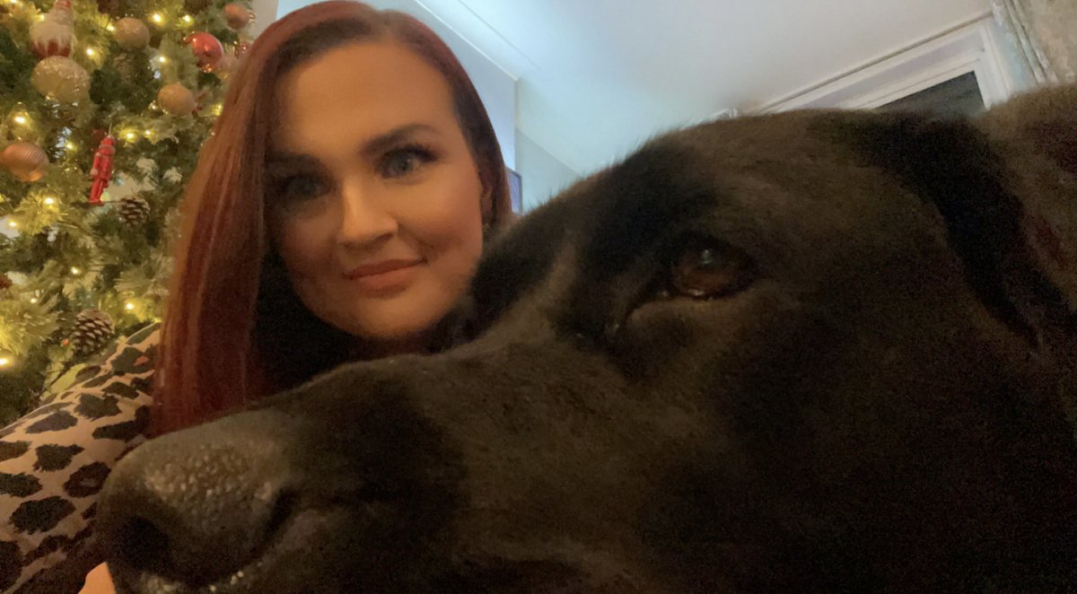 Louisew81502639's tweet photo. This is me with my hooman Mum. This is also me pretending to not give a tiny rats butt crack that she’s off to her work xmas doo. But really i’m dying inside😭 #pleasedontgo #takemetoo #dogsoftwitter #whatisxmasdoo 🖤🐾🐾 https://t.co/pw9v89UwPm