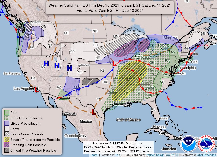 winsiegfriedEM's tweet photo. Busy weather day. Strong Low Pressure System moving through Central US. On the Northside in the northern plains is Winter Storm #Atticus. To the south an enhanced to moderate risk of  #severeweather is present. https://t.co/ABixICl58B